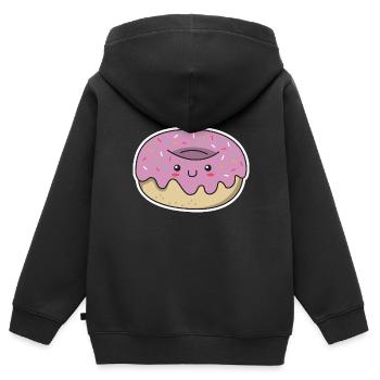 Donut Kawaii Geschenk Zuckerguss Gesicht niedlich - Kinder Premium Organic Zip Hoodie - Schwarz - Hinten - AI Model Kid Male (0cm)