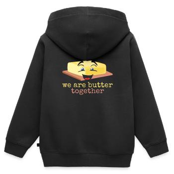 Butter lustig Spruch - Kinder Premium Organic Zip Hoodie - Schwarz - Hinten - AI Model Kid Male (0cm)