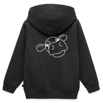 Kuh Zeichnung für Bauern, Veganer und Vegetarier - Kinder Premium Organic Zip Hoodie - Schwarz - Hinten - AI Model Kid Male (0cm)