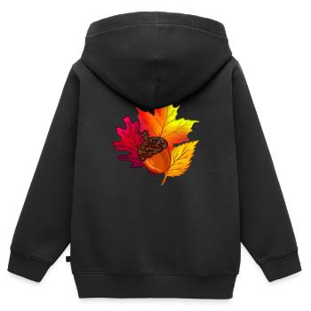 Herbst Laub Blätter Wald Eichel - Kinder Premium Organic Zip Hoodie - Schwarz - Hinten - AI Model Kid Male (0cm)