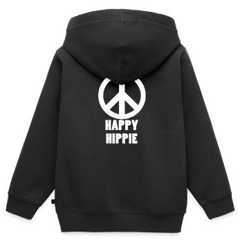 Happy Hippie | Hippies T-Shirt Peace Geschenkideen - Kinder Premium Organic Zip Hoodie - Schwarz - Hinten - AI Model Kid Male (0cm)