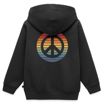 Hippie Shirt Retro | Hippies 60er Peace Geschenke - Kinder Premium Organic Zip Hoodie - Schwarz - Hinten - AI Model Kid Male (0cm)