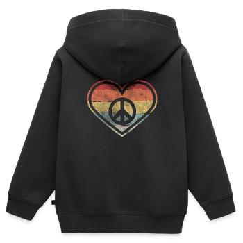 Hippie Herz | Hippies Peace-Zeichen Liebe Geschenk - Kinder Premium Organic Zip Hoodie - Schwarz - Hinten - AI Model Kid Male (0cm)