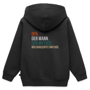 Opa der Mann der Mythos der schlechte einfluss - Kinder Premium Organic Zip Hoodie - Schwarz - Hinten - AI Model Kid Male (0cm)