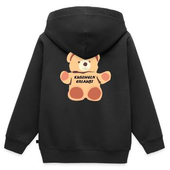 Kuscheln Erlaubt - Kinder Premium Organic Zip Hoodie - Schwarz - Hinten - AI Model Kid Male (0cm)
