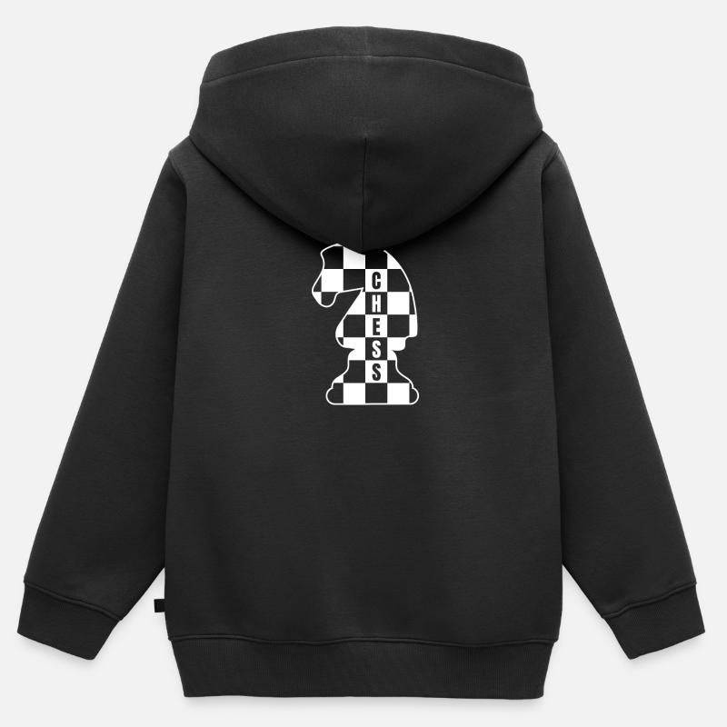 Jeu d'échecs - Sweat Premium à capuche zippé enfant bio - noir