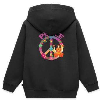 Hippie Peace-Zeichen | Hippies Kleidung Geschenke - Kinder Premium Organic Zip Hoodie - Schwarz - Hinten - AI Model Kid Male (0cm)