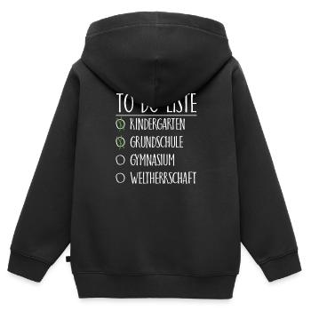 To do Liste Gymnasium Weltherrschaft Geschenk - Kinder Premium Organic Zip Hoodie - Schwarz - Hinten - AI Model Kid Male (0cm)