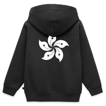 Hongkong - Kinder Premium Organic Zip Hoodie - Schwarz - Hinten - AI Model Kid Male (0cm)
