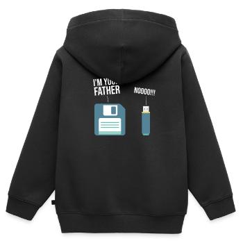 Ordinateur de disquette drôle des années 90 USB - Sweat Premium à capuche zippé enfant bio - noir - Dos - AI Model Kid Male (0cm)