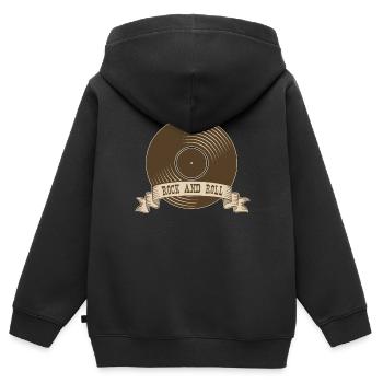 Rock n roll Rock Rock and Roll Vinyle - Sweat Premium à capuche zippé enfant bio - noir - Dos - AI Model Kid Male (0cm)