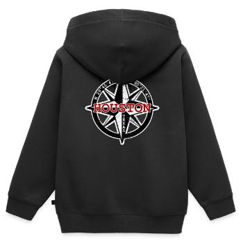 Compass Houston Texas TX USA Coordonnées GPS - Sweat Premium à capuche zippé enfant bio - noir - Dos - AI Model Kid Male (0cm)