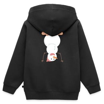 Schneemann - Kinder Premium Organic Zip Hoodie - Schwarz - Hinten - AI Model Kid Male (0cm)