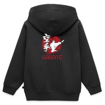 Karate - Kinder Premium Organic Zip Hoodie - Schwarz - Hinten - AI Model Kid Male (0cm)