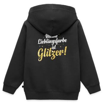 Glitzer ist meine Lieblingsfarbe Frauen Mädchen - Kinder Premium Organic Zip Hoodie - Schwarz - Hinten - AI Model Kid Male (0cm)
