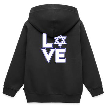 Hanoukka juive avec l’étoile de David - Love - Sweat Premium à capuche zippé enfant bio - noir - Dos - AI Model Kid Male (0cm)