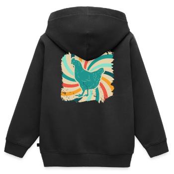 Huhn Hühner Bauernhof Tier Geschenk retro Bauer - Kinder Premium Organic Zip Hoodie - Schwarz - Hinten - AI Model Kid Male (0cm)