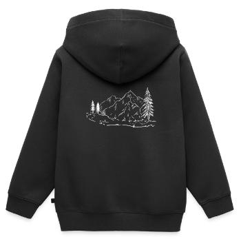Berge Bäume Fluss Natur - Kinder Premium Organic Zip Hoodie - Schwarz - Hinten - AI Model Kid Male (0cm)