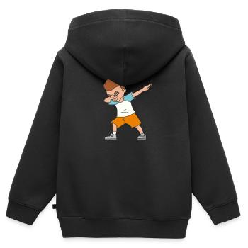 Tamponner garçon - Sweat Premium à capuche zippé enfant bio - noir - Dos - AI Model Kid Male (0cm)
