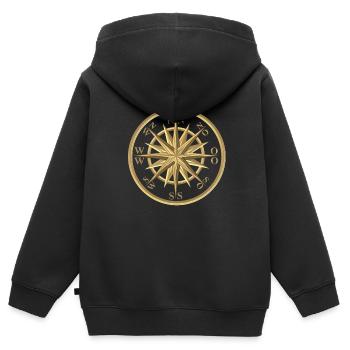 Rose des vents - Sweat Premium à capuche zippé enfant bio - noir - Dos - AI Model Kid Male (0cm)