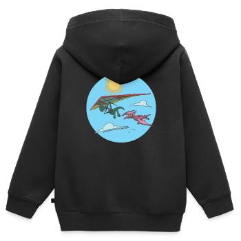 Drachenflieger Gleiter Hängegleiter Dinosaurier - Kinder Premium Organic Zip Hoodie - Schwarz - Hinten - AI Model Kid Male (0cm)