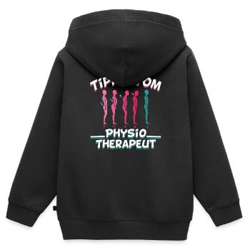 Physiothérapeute Physiothérapeute Physio Tips - Sweat Premium à capuche zippé enfant bio - noir - Dos - AI Model Kid Male (0cm)