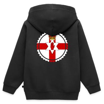 Nordirland - Kinder Premium Organic Zip Hoodie - Schwarz - Hinten - AI Model Kid Male (0cm)