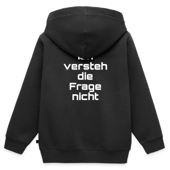 Ich versteh die Frage nicht - Kinder Premium Organic Zip Hoodie - Schwarz - Hinten - AI Model Kid Male (0cm)