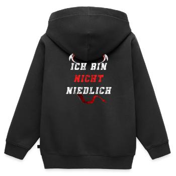 Ich bin nicht niedlich Teufel Teuflisch Freundin - Kinder Premium Organic Zip Hoodie - Schwarz - Hinten - AI Model Kid Male (0cm)