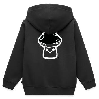 Pilz - Kinder Premium Organic Zip Hoodie - Schwarz - Hinten - AI Model Kid Male (0cm)