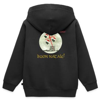 Boule à neige "Buon Natale!" - Sweat Premium à capuche zippé enfant bio - noir - Dos - AI Model Kid Male (0cm)
