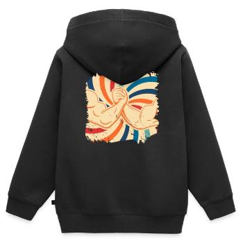 Armdrücken - Kinder Premium Organic Zip Hoodie - Schwarz - Hinten - AI Model Kid Male (0cm)