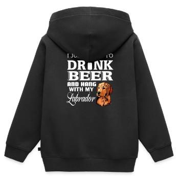 Labrador - Sweat Premium à capuche zippé enfant bio - noir - Dos - AI Model Kid Male (0cm)