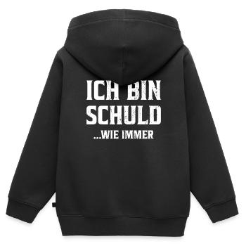 Ich bin Schuld wie immer Geschenk - Kinder Premium Organic Zip Hoodie - Schwarz - Hinten - AI Model Kid Male (0cm)