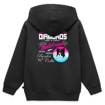 Border Collie - Kinder Premium Organic Zip Hoodie - Schwarz - Hinten - AI Model Kid Male (0cm)