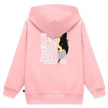 Border Collie - Sweat Premium à capuche zippé enfant bio - rose - Dos - AI Model Kid Female (0cm)