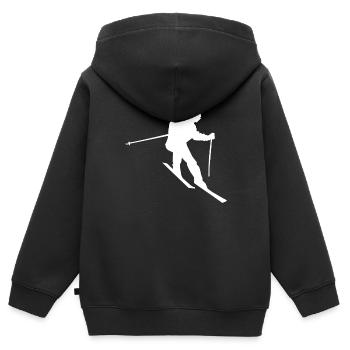 Silhouette de skieur - Sweat Premium à capuche zippé enfant bio - noir - Dos - AI Model Kid Male (0cm)