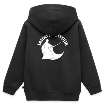 Iaido - Sweat Premium à capuche zippé enfant bio - noir - Dos - AI Model Kid Male (0cm)