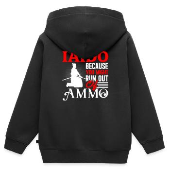 Iaido - Sweat Premium à capuche zippé enfant bio - noir - Dos - AI Model Kid Male (0cm)