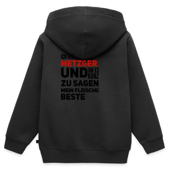 Metzger - Kinder Premium Organic Zip Hoodie - Schwarz - Hinten - AI Model Kid Male (0cm)