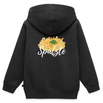 Les paroles tardives | Souabe Souabe Souabe Idée de cadeau - Sweat Premium à capuche zippé enfant bio - noir - Dos - AI Model Kid Male (0cm)