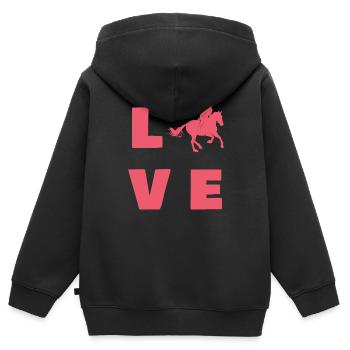 chevaux - Sweat Premium à capuche zippé enfant bio - noir - Dos - AI Model Kid Male (0cm)