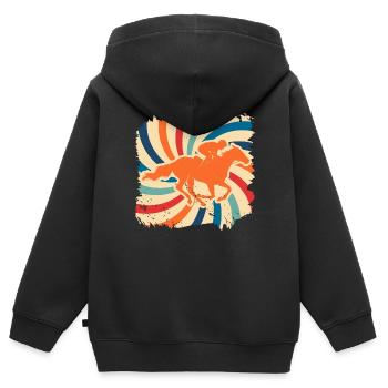 chevaux - Sweat Premium à capuche zippé enfant bio - noir - Dos - AI Model Kid Male (0cm)