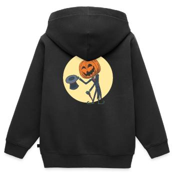 Lanterne citrouille Hans Oh 'Halloween - Sweat Premium à capuche zippé enfant bio - noir - Dos - AI Model Kid Male (0cm)