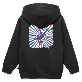 Breakdance - Sweat Premium à capuche zippé enfant bio - noir - Dos - AI Model Kid Male (0cm)