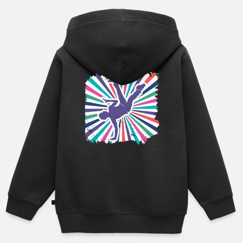 Breakdance - Sweat Premium à capuche zippé enfant bio - noir