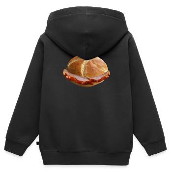 Leberkas Semmel Bayern Fromage de foie Fromage à la viande - Sweat Premium à capuche zippé enfant bio - noir - Dos - AI Model Kid Male (0cm)