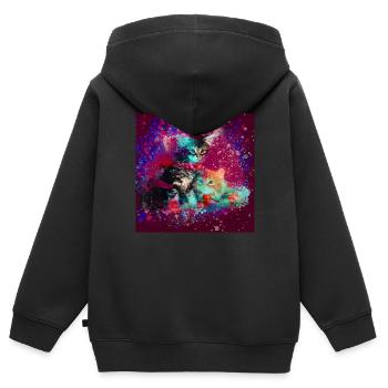 cats, colorful, painting, watercolor, graffiti, kitten - Kids Premium Organic Zip-up Hoodie - black - Back - AI Model Kid Male (0cm)