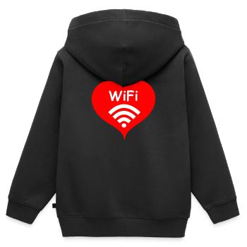 love wifi - Sweat Premium à capuche zippé enfant bio - noir - Dos - AI Model Kid Male (0cm)