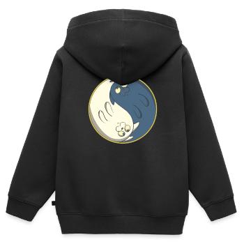 Chats ying yang - Sweat Premium à capuche zippé enfant bio - noir - Dos - AI Model Kid Male (0cm)